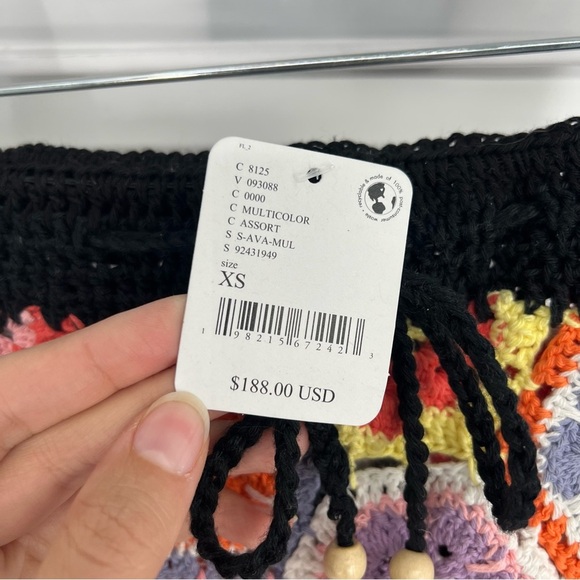 OCEANUS Ava Rainbow Colorful Handmade Drawstring Beach Crochet Shorts XS NWT - Picture 5 of 8